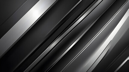 Obraz premium Sleek Diagonal Lines: Abstract grayscale background featuring a dynamic composition of diagonal lines in shades of dark gray and silver, creating a modern and sophisticated design. 