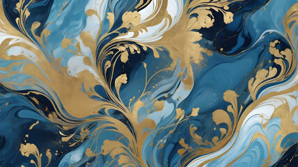 Navy Blue and Gold Marble: Abstract swirling patterns of navy blue, gold, and white create a luxurious and elegant marble effect. Perfect for adding a touch of sophistication to any design. 