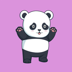 Cute panda bear smiling cartoon vector icon illustration 