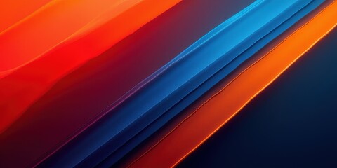 Fototapeta premium Dynamic interplay of orange, red, and blue abstract lines diagonally layered for depth, evoking energy and movement with vibrant contrasts