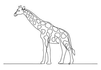 Continuous One-Line Drawing of a Giraffe - Minimalist Wildlife Art