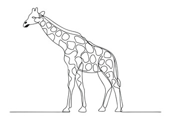 Continuous One-Line Drawing of a Giraffe - Minimalist Wildlife Art