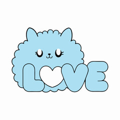 sticker design of cat with love