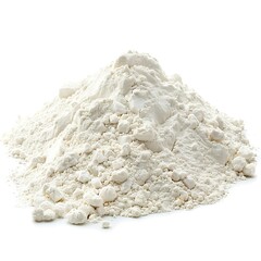 Heap of flour on white background