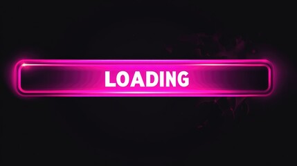 Neon Pink Loading Bar: A vibrant pink neon loading bar glows against a dark background, creating a futuristic and dynamic visual effect. Perfect for video games, websites.