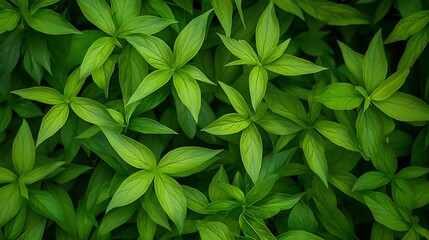 A dense arrangement of vibrant green leaves creating a lush, natural backdrop.