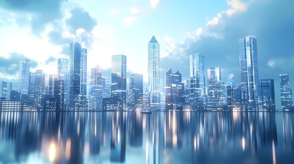 Obraz premium Differences Diversity Awareness, A Futuristic Cityscape Reflecting on Still Waters, Showcasing Diverse Architectural Harmony