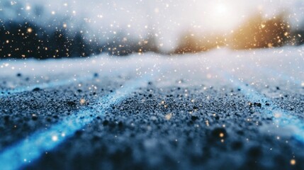 Magical Winter Scene  Sparkling Snow  Glowing Lights  Abstract Background