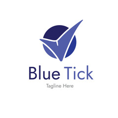Blue Tick Logo icon App vector illustration with Dummy text on white background.