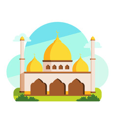 illustration of modern mosque isolated on white background, for islamic greeting