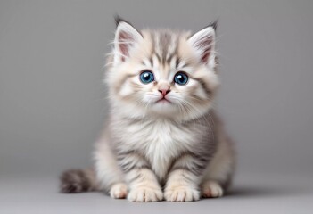 Adorable Fluffy Kitten with Striking Blue Eyes