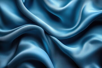 Obraz premium Blue satin fabric draping elegantly