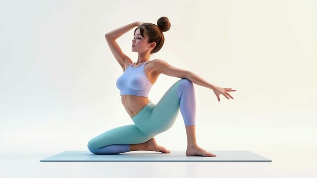 3D animation of the Pigeon Yoga Pose (Eka Pada Rajakapotasana)