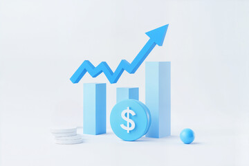 Profit Growth Chart with Dollar Sign/収益成長を示すグラフとドルマーク