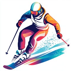 Obraz premium Happy skier skiing in winter.