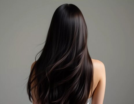 Long, Luxurious Black Hair: A Back View Portrait