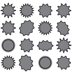 Starburst sale price stickers and labels. Set of price stickers, sale or discount stickers, and sunburst badge icon. Special offer price tag. Blank sale stickers