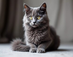 Obraz premium Majestic Gray Cat Portrait: A Serene Moment
