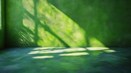 Sunlit Green Room: A Serene and Tranquil Interior Space