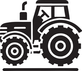 Simple Tractor Silhouette Icon Vector Art