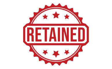 RETAINED Red rubber stamp on white background. RETAINED stamp sign. RETAINED stamp.