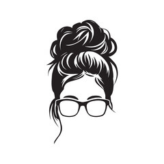 Woman with Messy Bun and Glasses