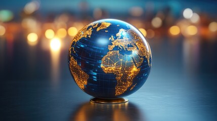 Global network, city lights background, digital world, connection concept, website banner
