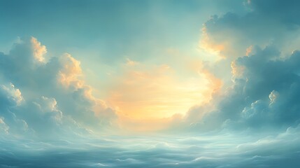 Obraz premium Heavenly sunset cloudscape, peaceful dawn, background texture, website banner