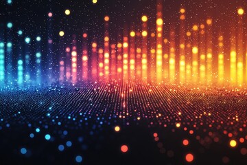 Fototapeta premium Abstract digital visualization of sound waves with vibrant colors.