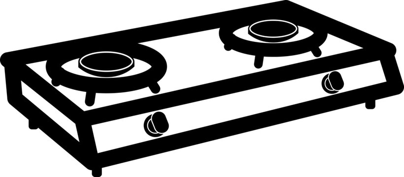 black stove top with two burners clip art preview
