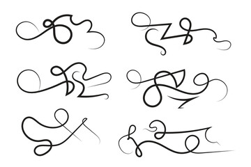 Vintage Filigree Swirls, calligraphy font style Decorative Elements, Text Ornaments curly thin line swings swashes, Flourishes Swirls, text divider, flourish Swirl ornament stroke, scroll design