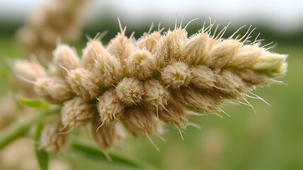 Obraz premium Close-up of beige flower, field background, nature photography, website use
