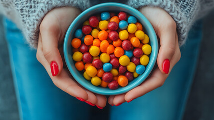 "Colorful Mixed Candies in a Bowl: A Bright, Cheerful Adobe Stock Image."