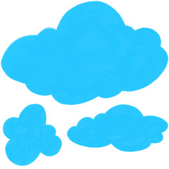 Blue cloud set illustration. Simple blue set cloud for design, kids book, element, sticker, pattern, etc.