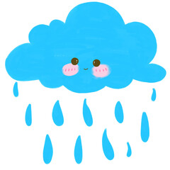 Cloud illustration. Cute smiling cloud and rain drops falling. Smile Cloud illustration. Best for design element for poster, greeting card, scrapbooking, children book.
