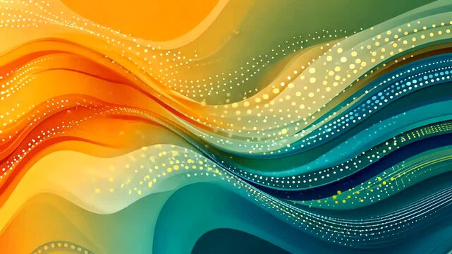 Abstract orange teal waves, sparkling background, design element, website header