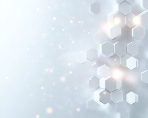 serene background featuring glowing hexagonal mesh patterns in white and silver, creating modern and elegant atmosphere. Perfect for technology or design themes