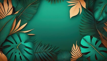 Verdant Tropical Paradise Stunning Leaves Background Filled with Warmth and Life, Perfect for Digital Art, Home Decor, or Design Inspiration.