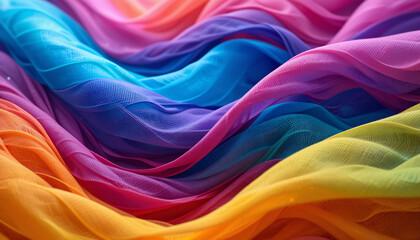Abstract close-up of flowing colorful fabric