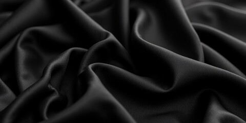 Fototapeta premium Velvety black and white fabric in intricate detail; its smooth, glossy surface exudes elegance and luxury, inviting tactile allure