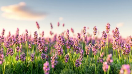 Obraz premium Lavender field at sunset.