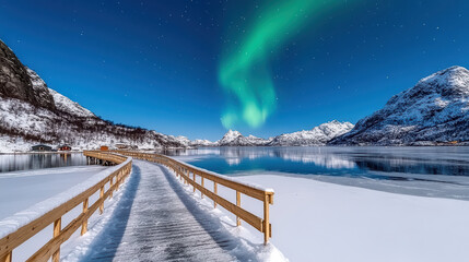 stunning view of Northern Lights dancing over snowy landscape