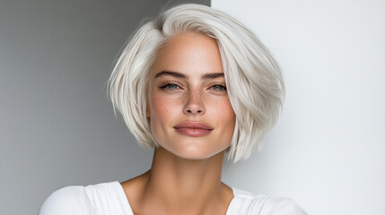Stylish bob haircut with sharp precision and glossy finish