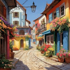 Houses facades street architecture outdoors.