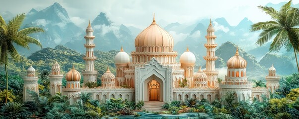 Majestic Palace nestled in Lush Tropical Mountains