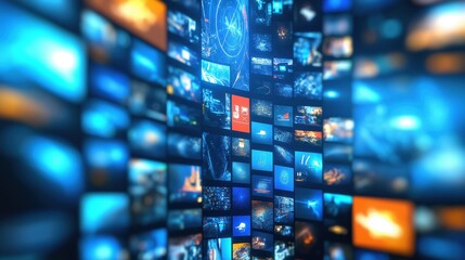 Obraz premium digital abstract background, monitor, news, television, speed, motion, security, breaking news, breaking news