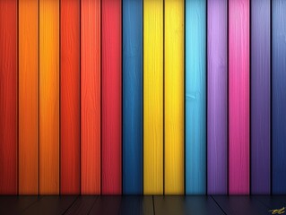 A vibrant arrangement of colorful wooden planks, creating a cheerful backdrop.