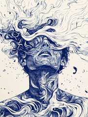 A man with a smoking head visual due to many thoughts