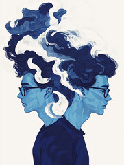 A man with a smoking head visual due to many thoughts