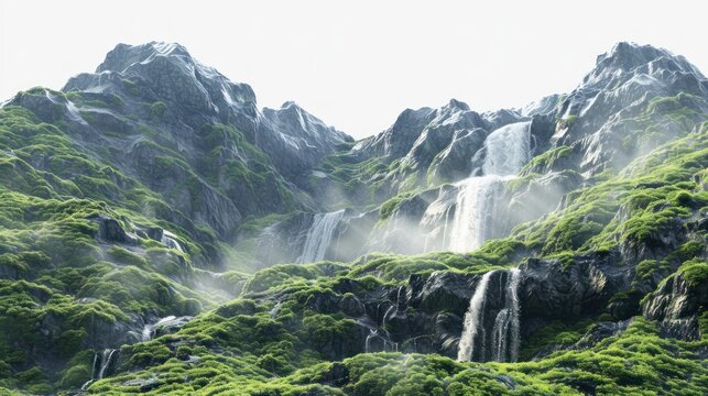 Serene mountain waterfall scenery